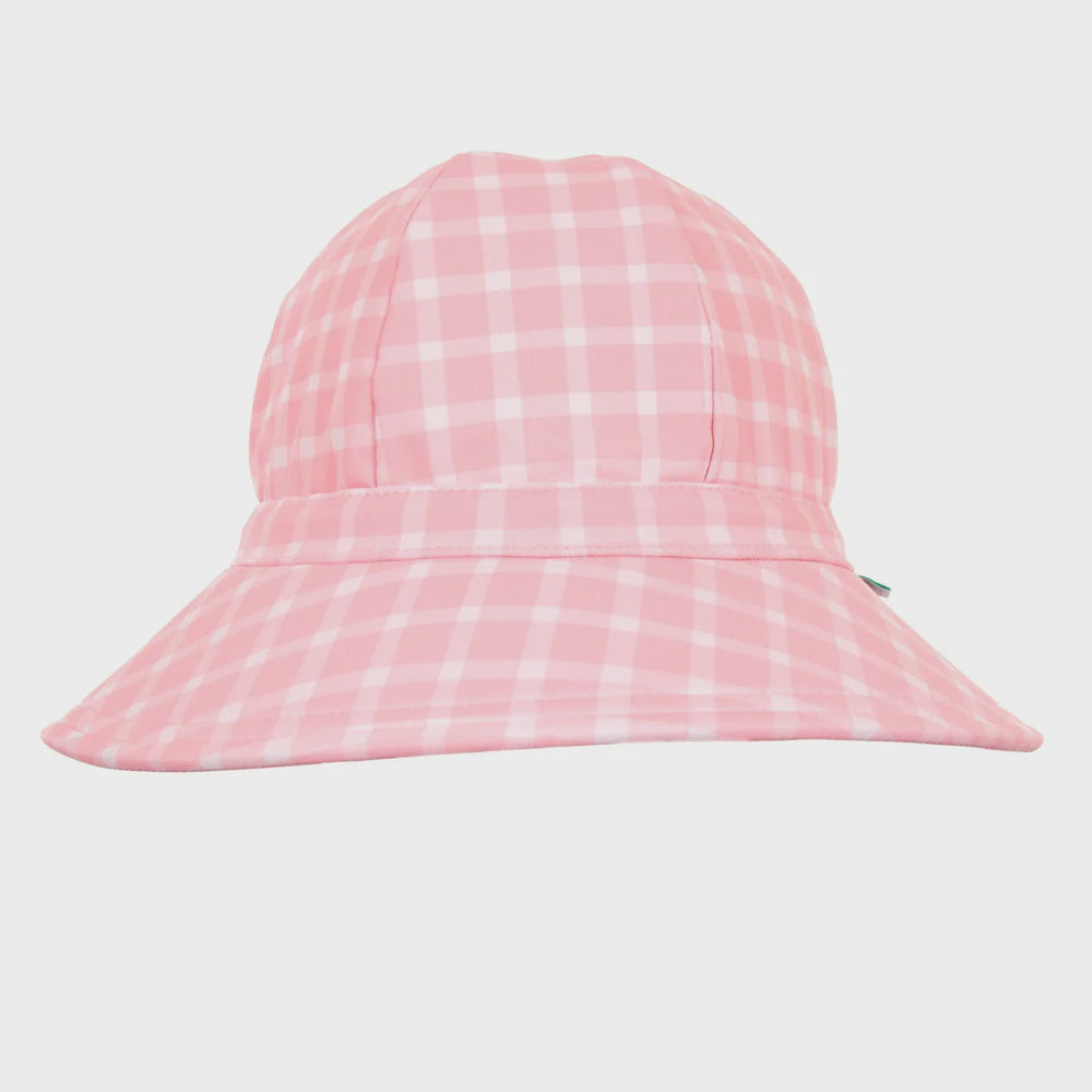 Acorn Pink Gingham Wide Brim Swim Hat