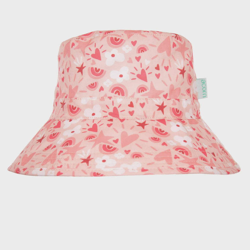 Acorn Love Heart Broad Brim Bucket Hat