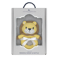 Living textiles Swaddle Wrap and Rattle Gift Set
