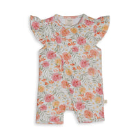 Tiny Twig Hibiscus Cap Short Sleeve Zipsuit