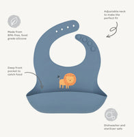 Living Textiles Silicone Catch All Bib Lion/Steel Blue

