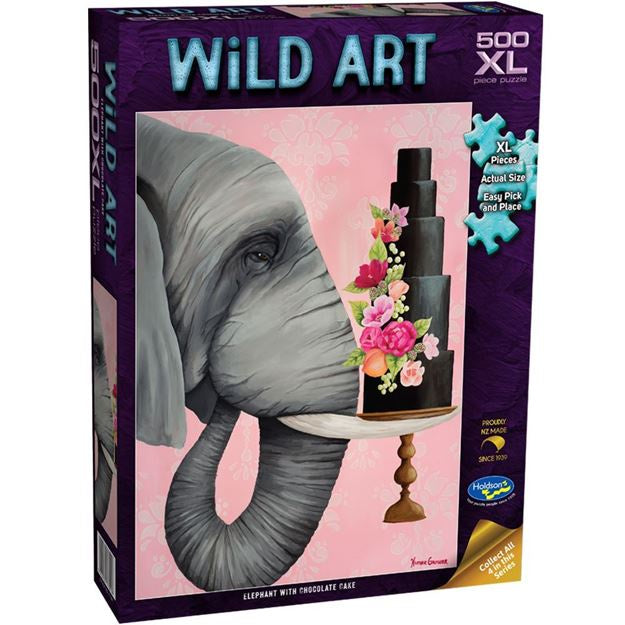 Wild Art Elephant with Chocolate Cake 500XL Piece Puzzle