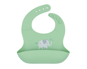 Living Textiles Silicone Catch All Bib Elephant/Sage