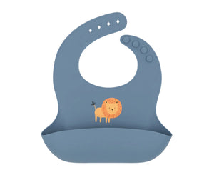 Living Textiles Silicone Catch All Bib Lion/Steel Blue