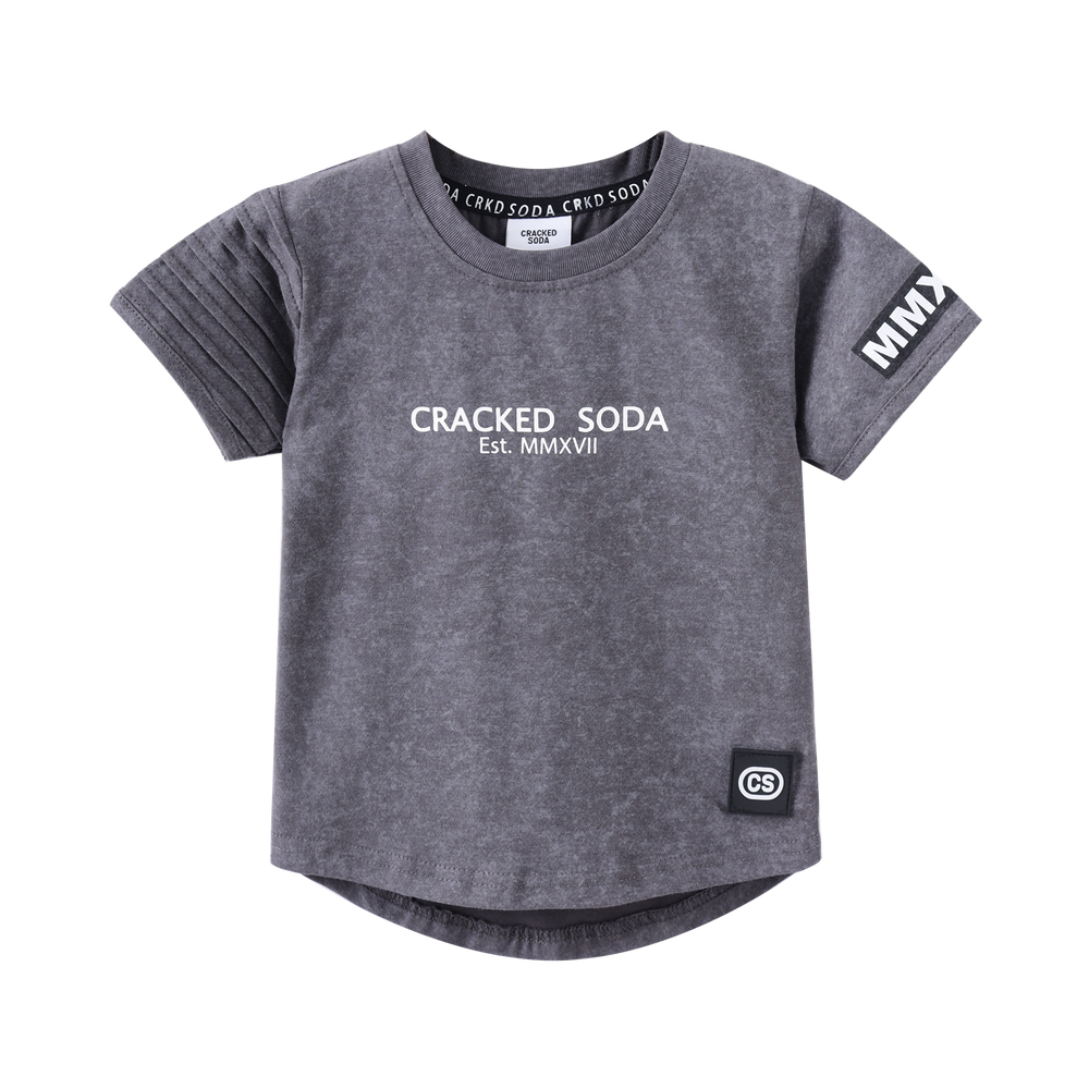 Cracked Soda Arlo Mesh Tee - Grey Wash Size 3-8