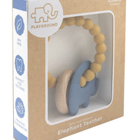 Living Textiles Silicone Elephant Teether - Steel Blue