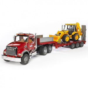 Bruder 1/16 MACK Granite Low Loader with JCB 4CX Backhoe Loader
