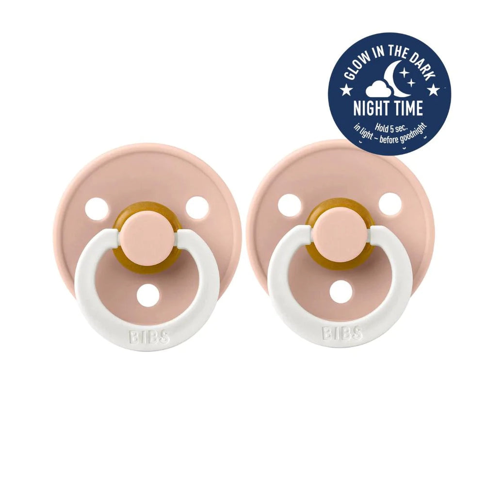BIBS Colour Pacifier Glow in the Dark Blush Glow/Blush Glow 2pk
