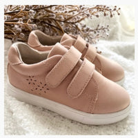 Little MaZoes Pink Flower Detail Leather Sneaker
