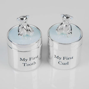 Silver Plate Tooth & Curl Box Blue