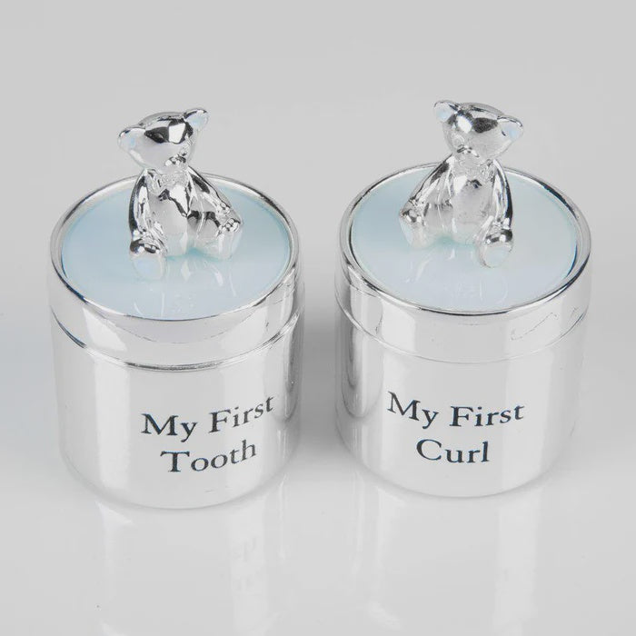 Silver Plate Tooth & Curl Box Blue