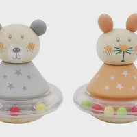 Calm & Breezy  Wooden Animal Roly Poly Rabbit and Bear
