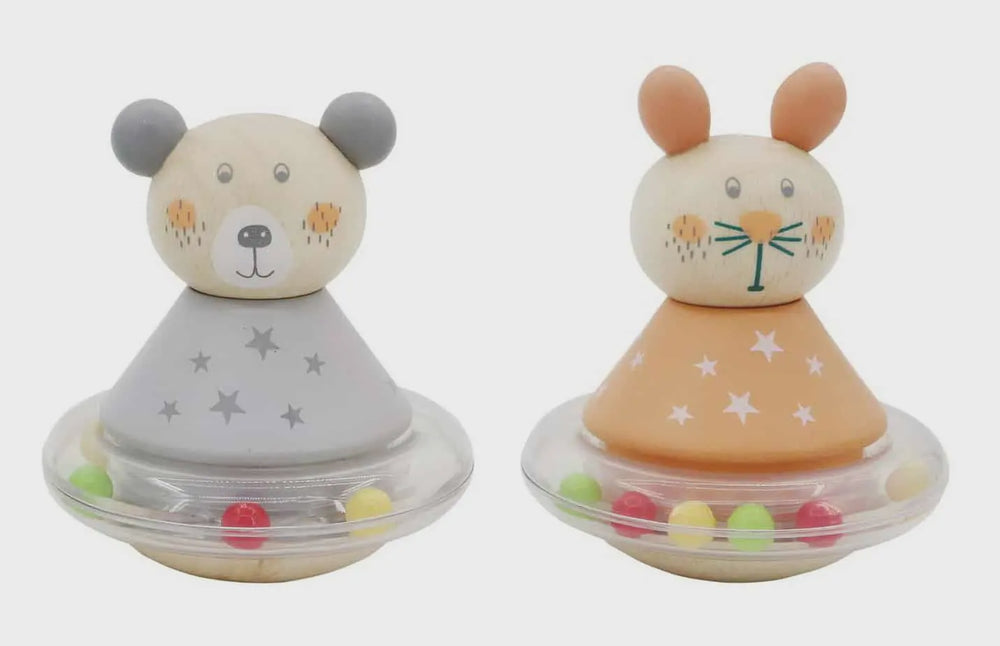 Calm & Breezy  Wooden Animal Roly Poly Rabbit and Bear