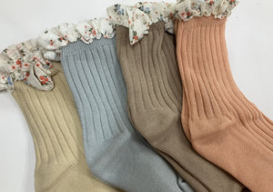 Floral frill Trim Rib Sock Assorted