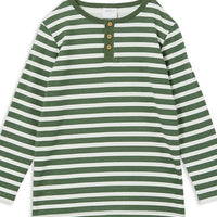 Milky Green Stripe Henley