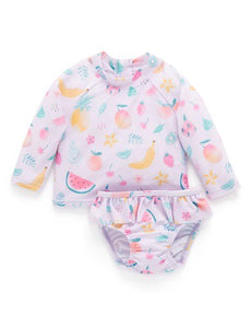 Purebaby Printed Long Sleeve rashly set Fruity Print