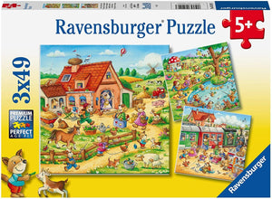 RAVENSBURGER 3x49 Puzzle Animal Vacation Puzzle 052493
