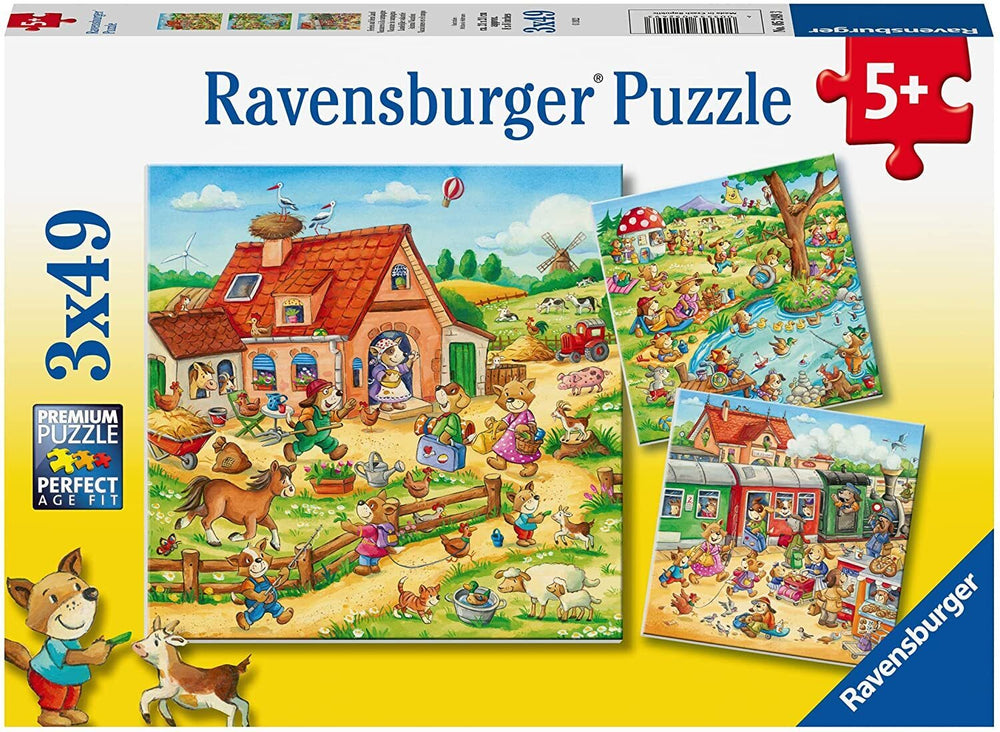 RAVENSBURGER 3x49 Puzzle Animal Vacation Puzzle 052493