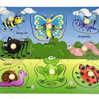 2 in 1 Wooden Peg Puzzle Mini Beasts