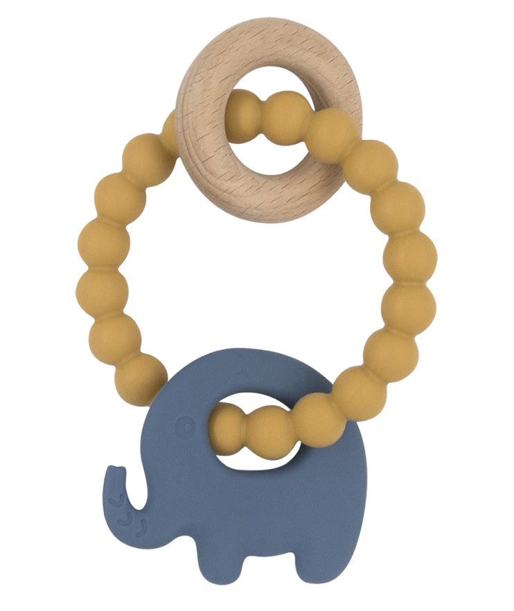 Living Textiles Silicone Elephant Teether - Steel Blue