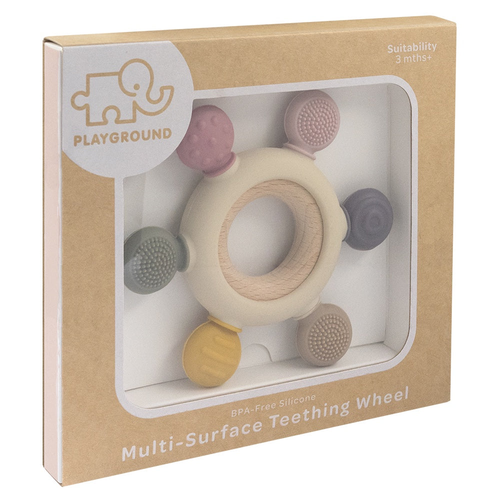 Living Textiles Silicone Multi-Surface Teething Wheel - Rose