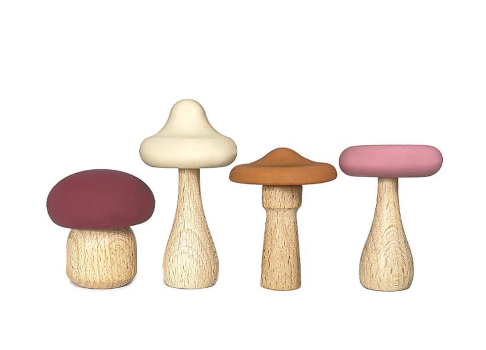 Silicone Mushroom Toy and Teether - Rose