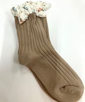 Floral frill Trim Rib Sock Assorted

