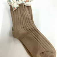Floral frill Trim Rib Sock Assorted