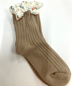 Floral frill Trim Rib Sock Assorted