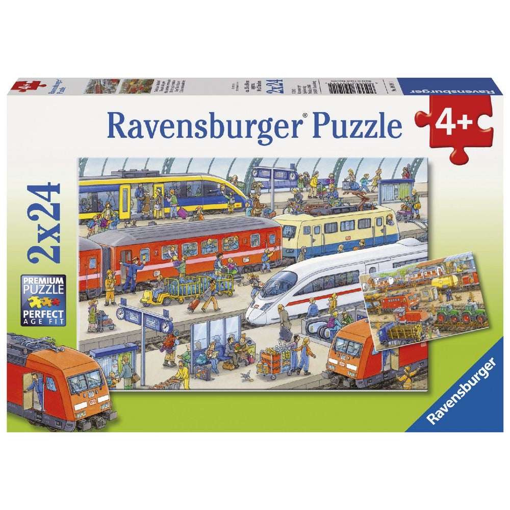 RAVENSBURGER 2x24 Puzzle Busy Train Station 091911