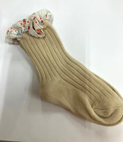 Floral frill Trim Rib Sock Assorted
