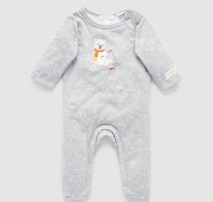 Purebaby Mini Spot Growsuit Grey mini spot
