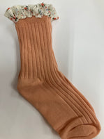 Floral frill Trim Rib Sock Assorted
