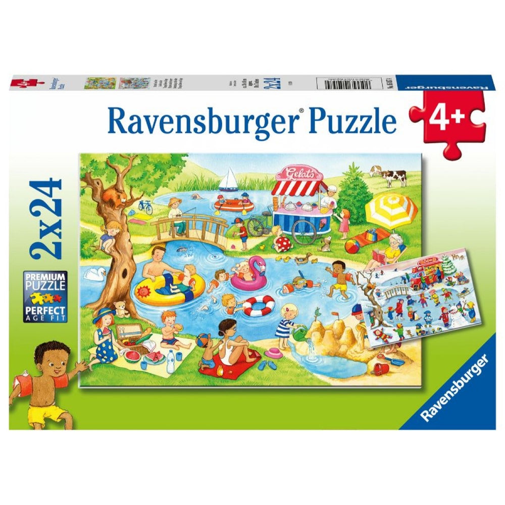 RAVENSBURGER 2x24 Puzzle Swimming at the Lake 050574